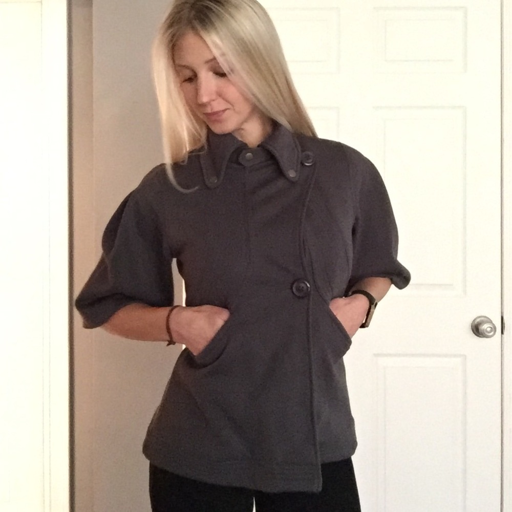 Gray Metropark bubble mid-sleeve jacket
